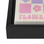 Checkered Flower Power Danish Pastel Rainbow Tones Framed Canvas Print Gallery Image 3