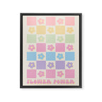 Checkered Flower Power Danish Pastel Rainbow Tones Framed Canvas Print Gallery Image 6