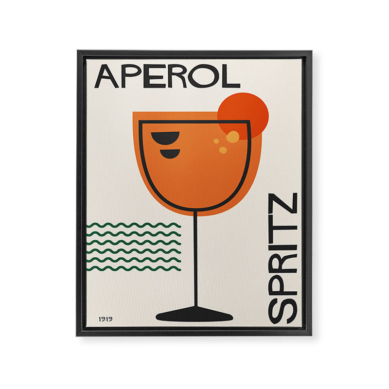 Cocktail Retro Mid Century Aperol Spritz Framed Canvas Print Gallery Image 6