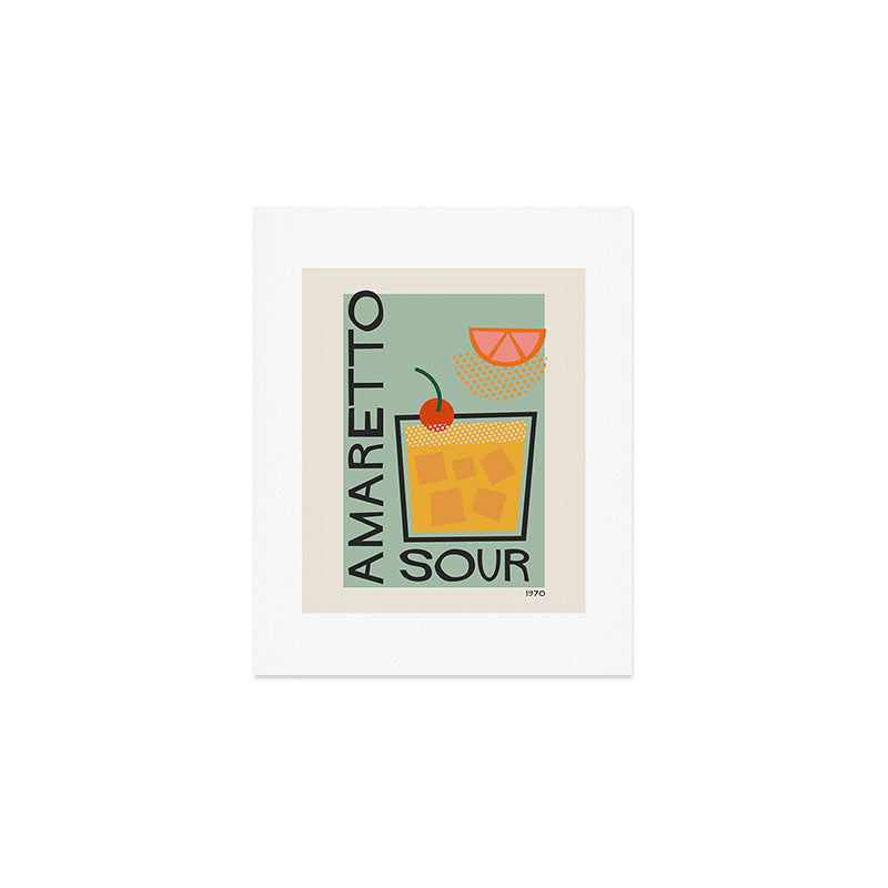 Colorful Mid Century Modern Cocktail Bar Print Amaretto Sour Art Print Gallery Image 1