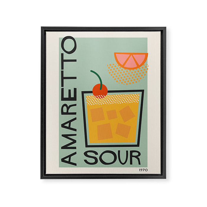 Colorful Mid Century Modern Cocktail Bar Print Amaretto Sour Framed Canvas Print Gallery Image 1