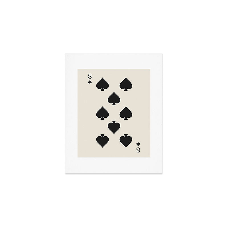 Eight of Spades Playing Card Black and White Art Print Gallery Image 1