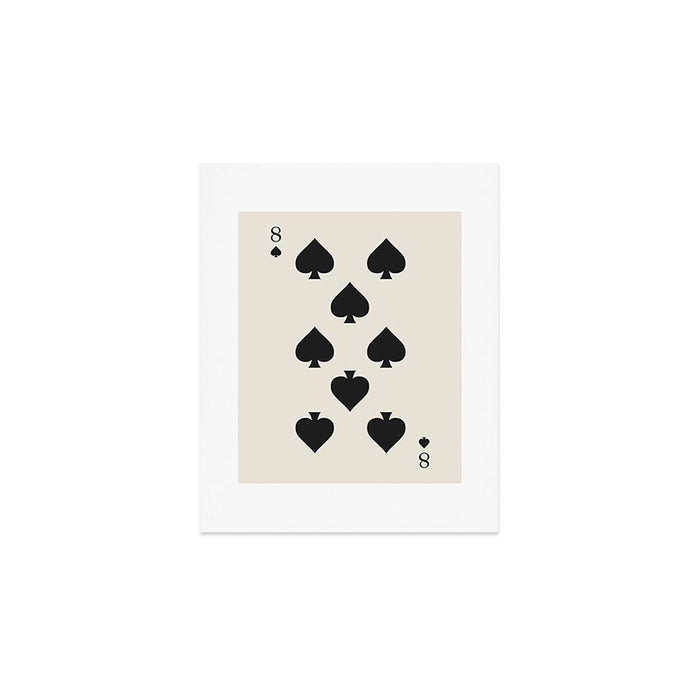 Eight of Spades Playing Card Black and White Art Print Gallery Image 1