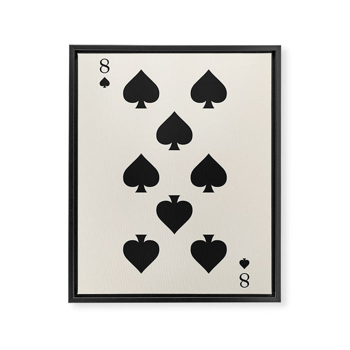 Eight of Spades Playing Card Black and White Framed Canvas Print Gallery Image 1