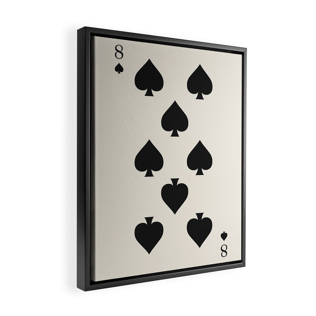 Eight of Spades Playing Card Black and White Framed Canvas Print Gallery Image 2