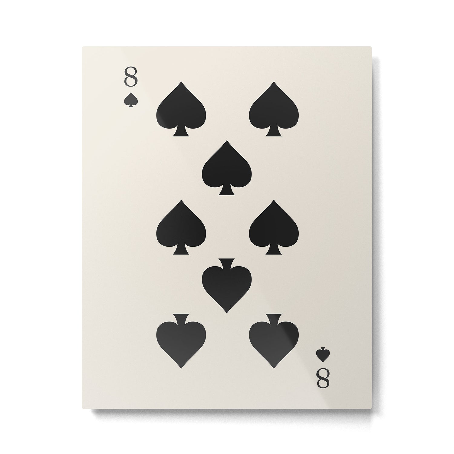 Eight of Spades Playing Card Black and White Metal Print Gallery Image 4