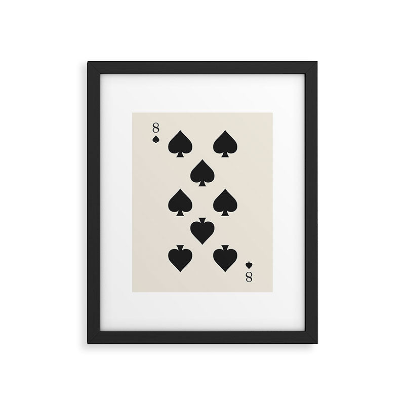 Eight of Spades Playing Card Black and White Framed Art Print Gallery Image 5