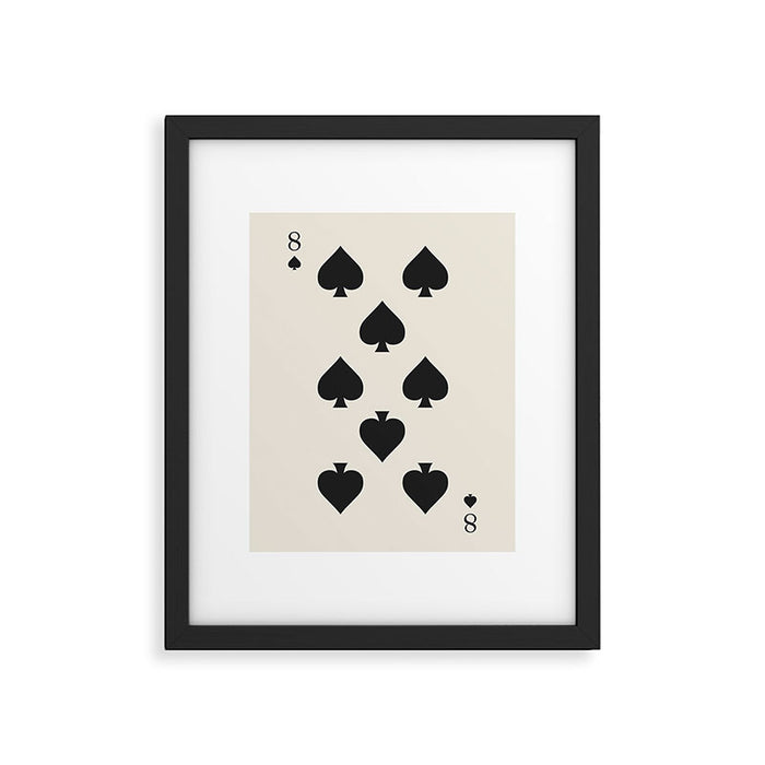Eight of Spades Playing Card Black and White Framed Art Print Gallery Image 1