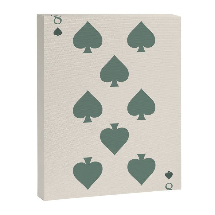 Eight of Spades Playing Card Sage Green Canvas Print Gallery Image 1