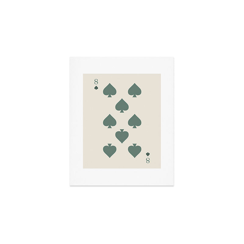 Eight of Spades Playing Card Sage Green Art Print Gallery Image 1