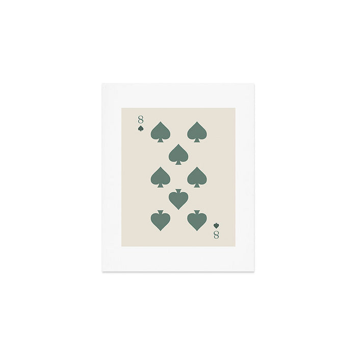 Eight of Spades Playing Card Sage Green Art Print Gallery Image 1