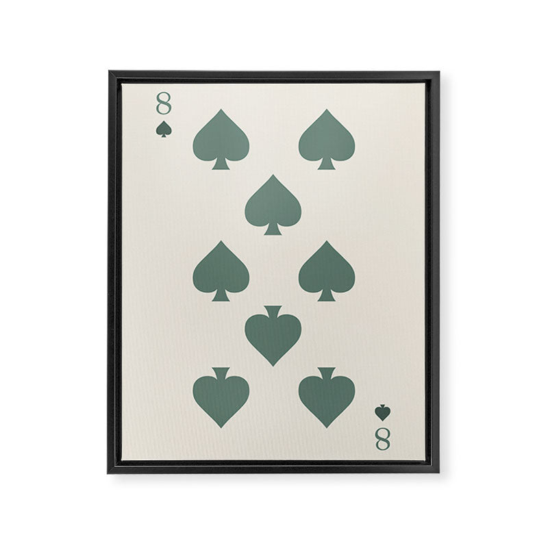 Eight of Spades Playing Card Sage Green Framed Canvas Print Gallery Image 6