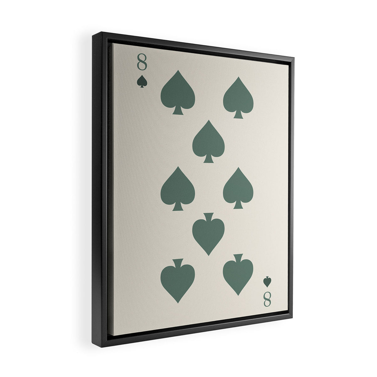 Eight of Spades Playing Card Sage Green Framed Canvas Print Gallery Image 2