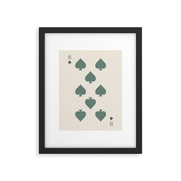 Eight of Spades Playing Card Sage Green Framed Art Print Gallery Image 1