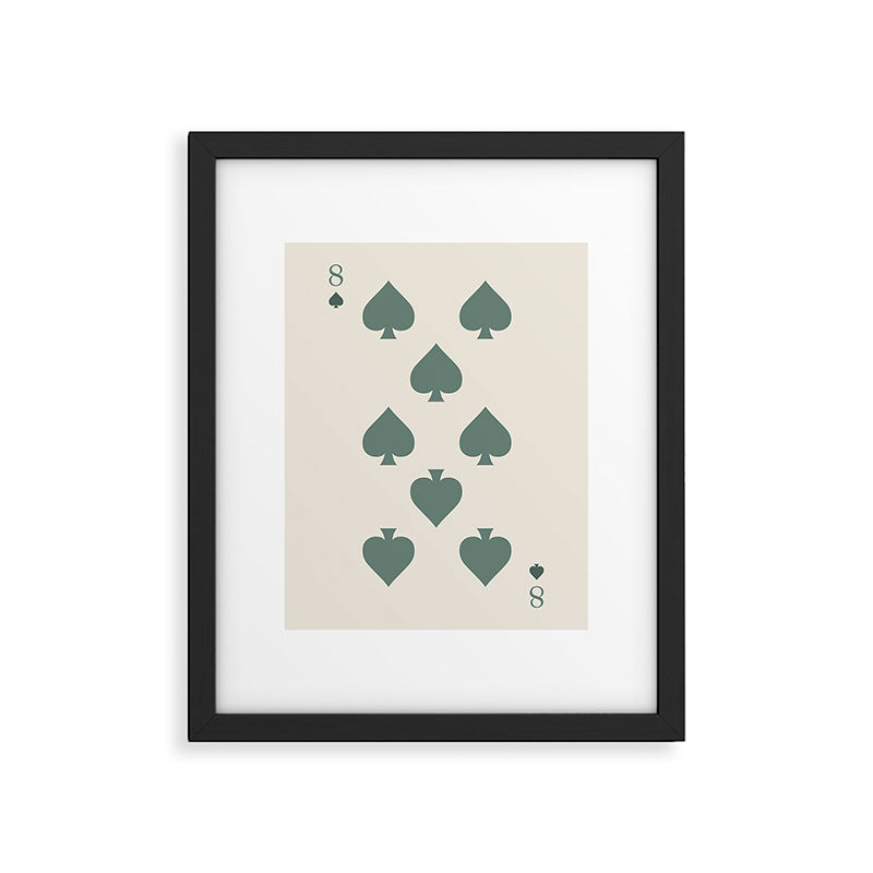 Eight of Spades Playing Card Sage Green Framed Art Print Gallery Image 5