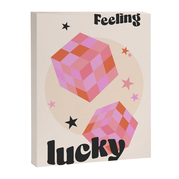 Feeling Lucky Funky Groovy Typographic Print Canvas Print Gallery Image 1