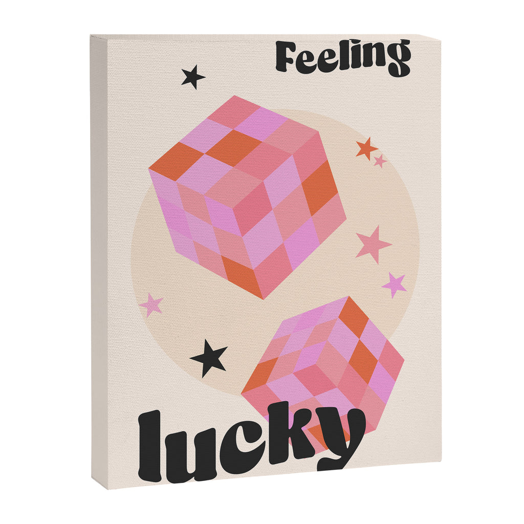 Feeling Lucky Funky Groovy Typographic Print Canvas Print Gallery Image 6