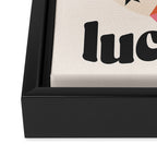 Feeling Lucky Funky Groovy Typographic Print Framed Canvas Print Gallery Image 3