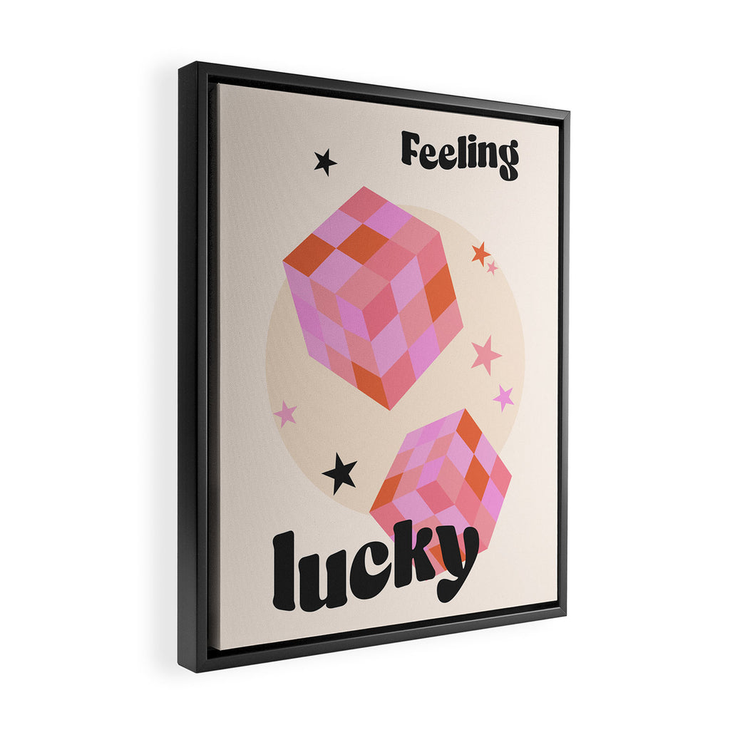 Feeling Lucky Funky Groovy Typographic Print Framed Canvas Print Gallery Image 2
