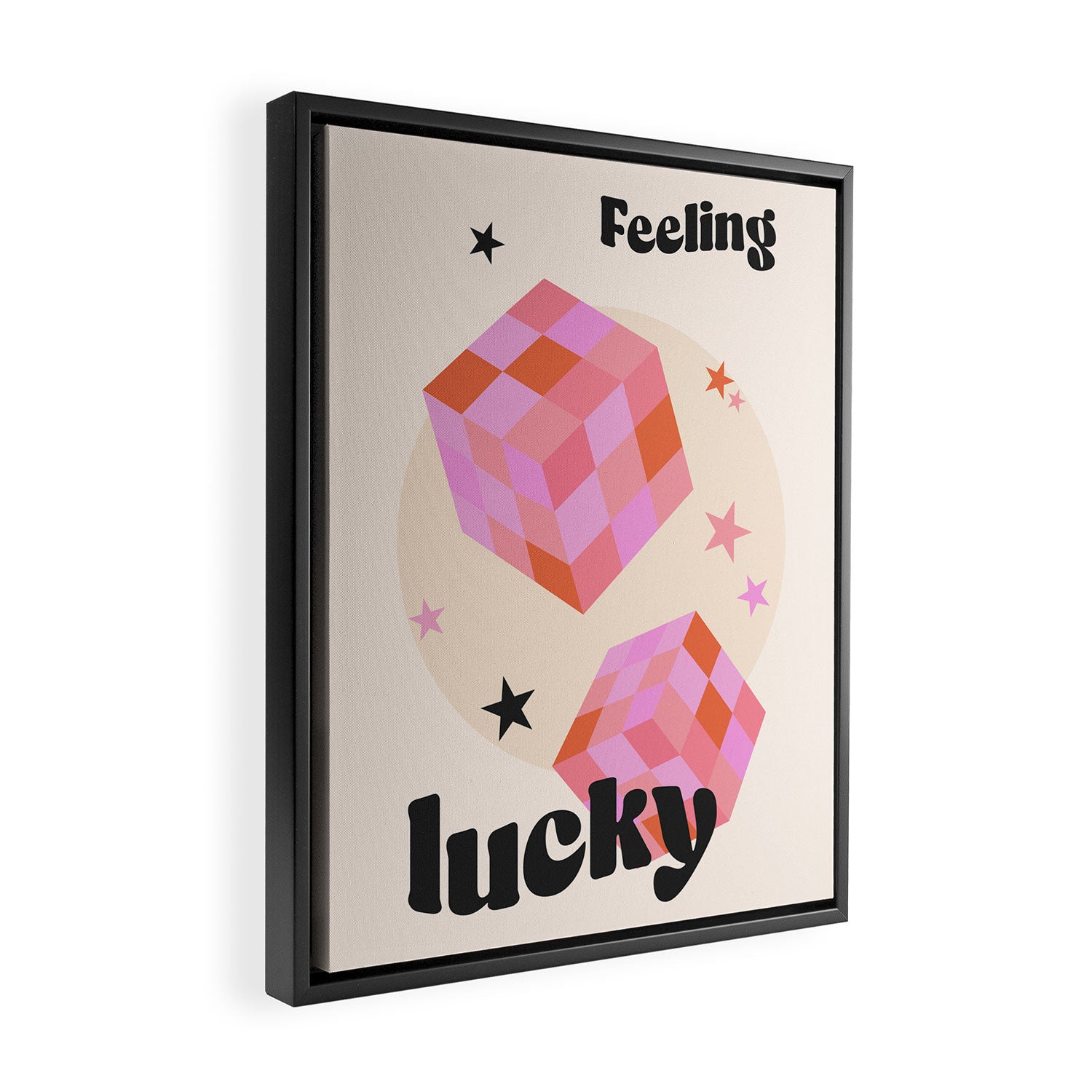Feeling Lucky Funky Groovy Typographic Print Framed Canvas Print Gallery Image 2