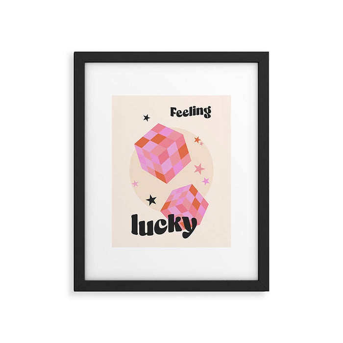 Feeling Lucky Funky Groovy Typographic Print Framed Art Print Gallery Image 1