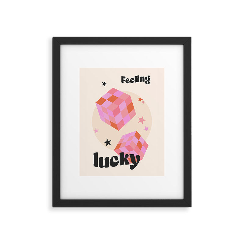 Feeling Lucky Funky Groovy Typographic Print Framed Art Print Gallery Image 5
