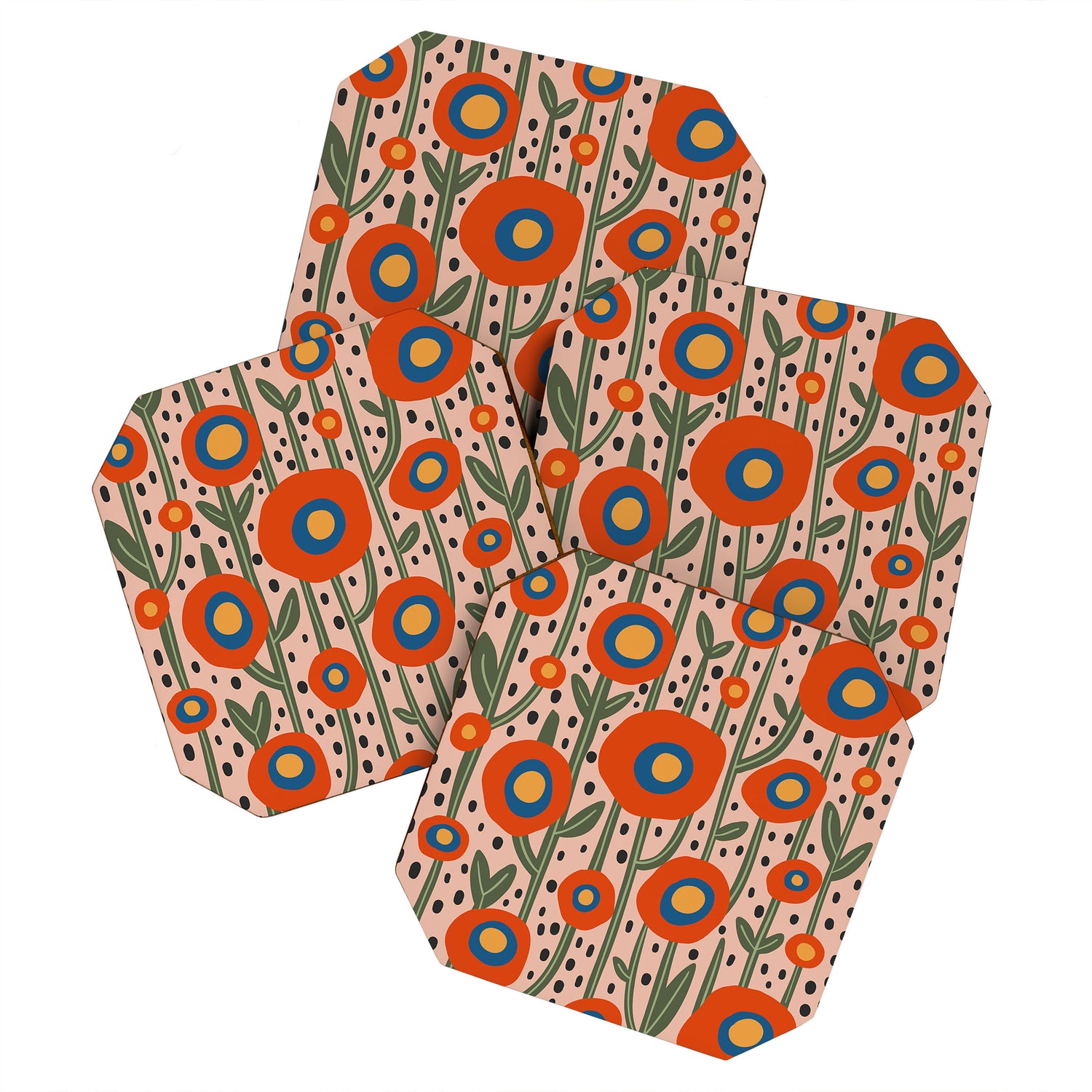 Flower Market Amsterdam, Abstract Modern Floral Print Coaster Gallery Image 1