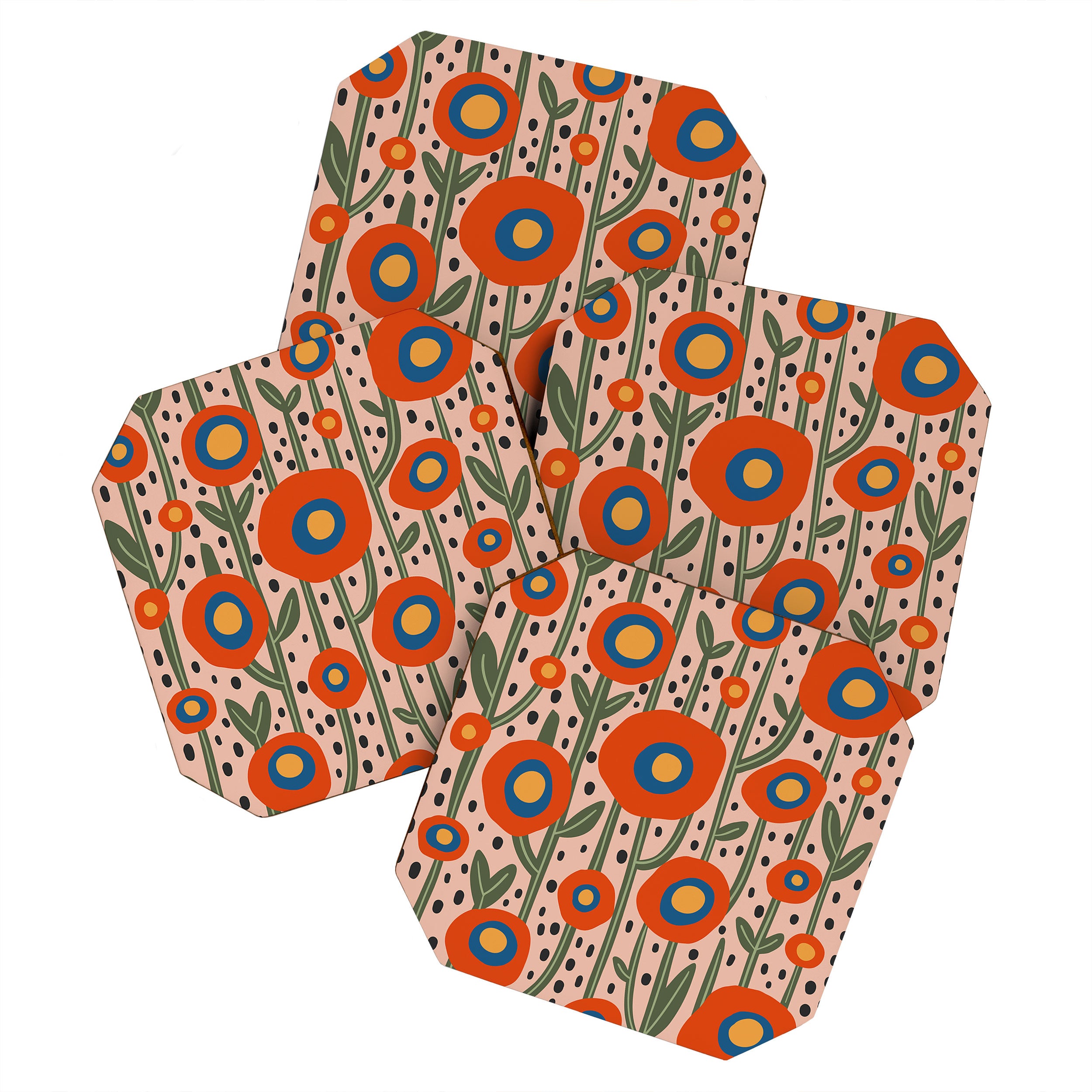 Flower Market Amsterdam, Abstract Modern Floral Print Coaster Gallery Image 1