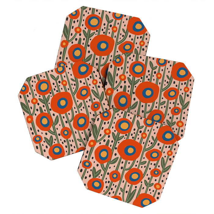 Flower Market Amsterdam, Abstract Modern Floral Print Coaster Gallery Image 1