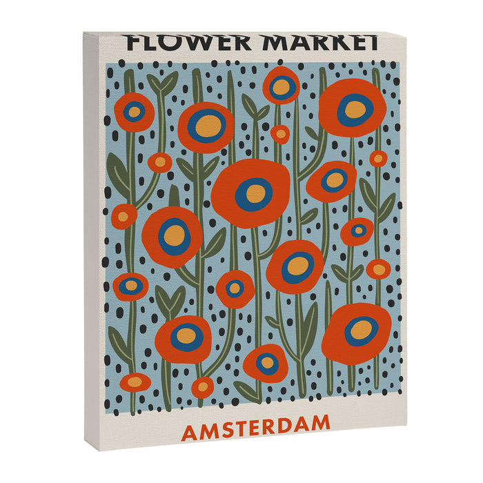 Flower Market Amsterdam, Modern Retro Flower Print Canvas Print Gallery Image 1