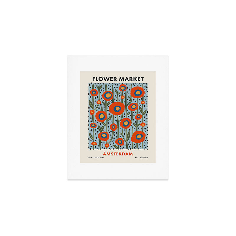 Flower Market Amsterdam, Modern Retro Flower Print Art Print Gallery Image 1