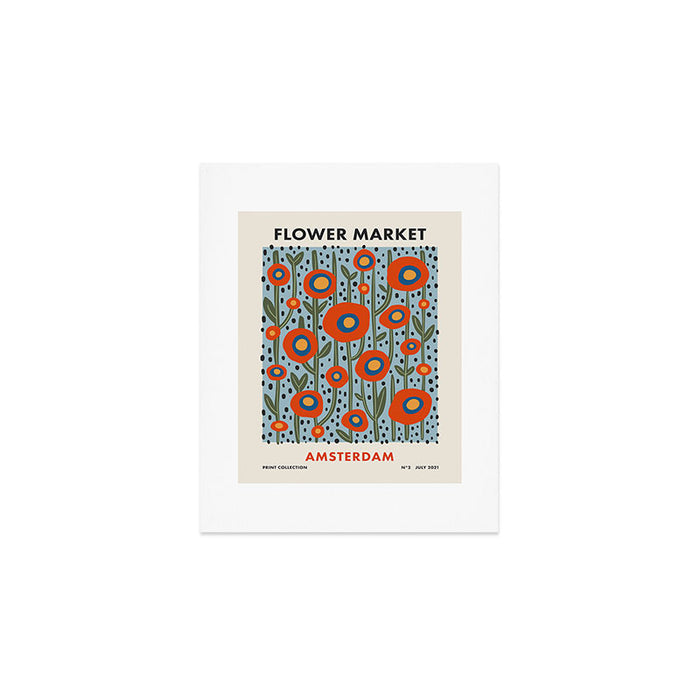 Flower Market Amsterdam, Modern Retro Flower Print Art Print Gallery Image 1