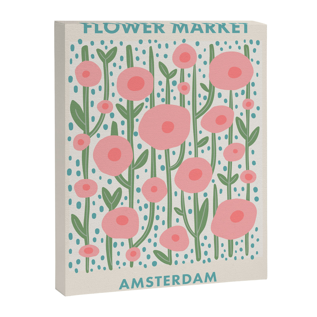 Flower Market Amsterdam Retro Scandi Spring Print Canvas Print Gallery Image 6