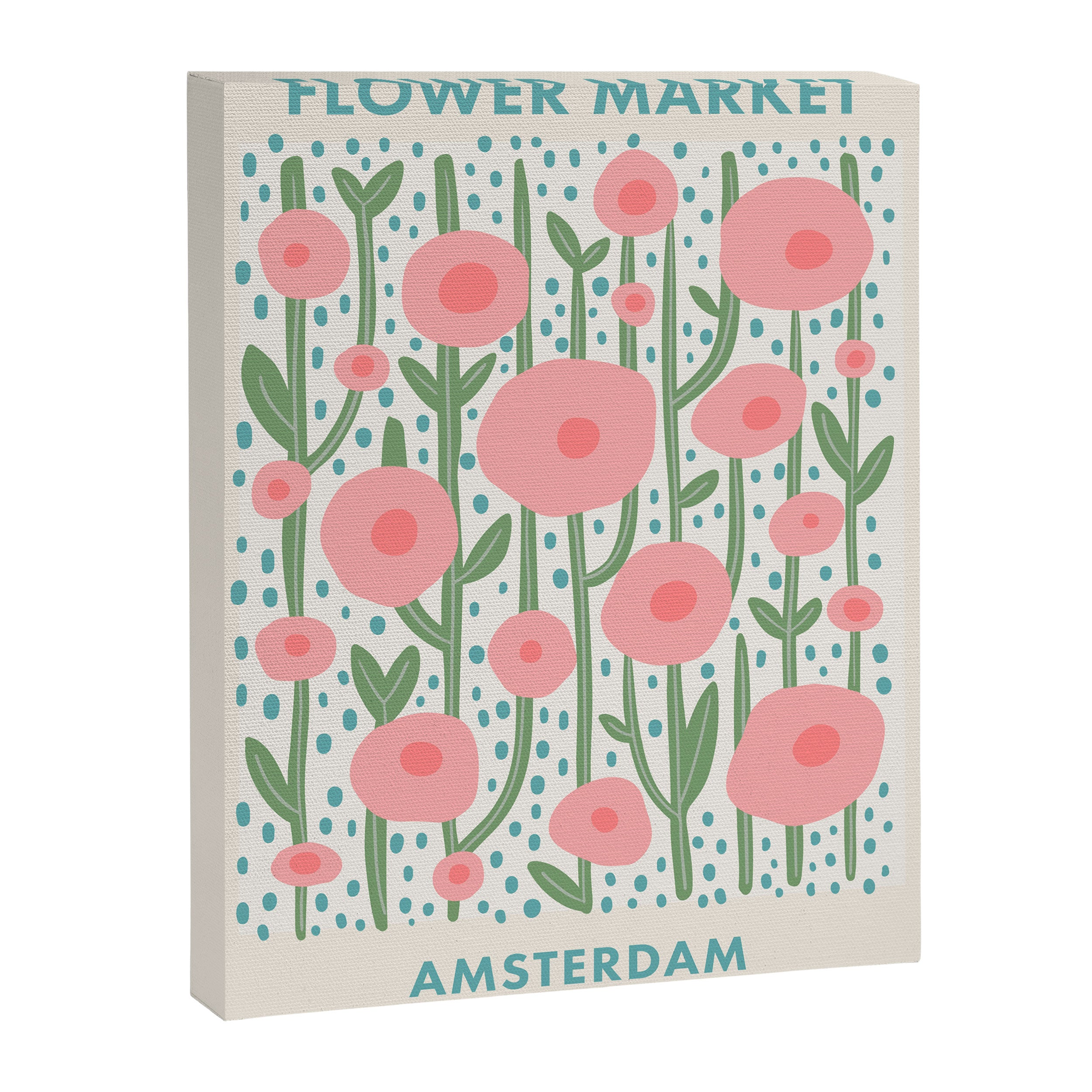 Flower Market Amsterdam Retro Scandi Spring Print Canvas Print Gallery Image 6