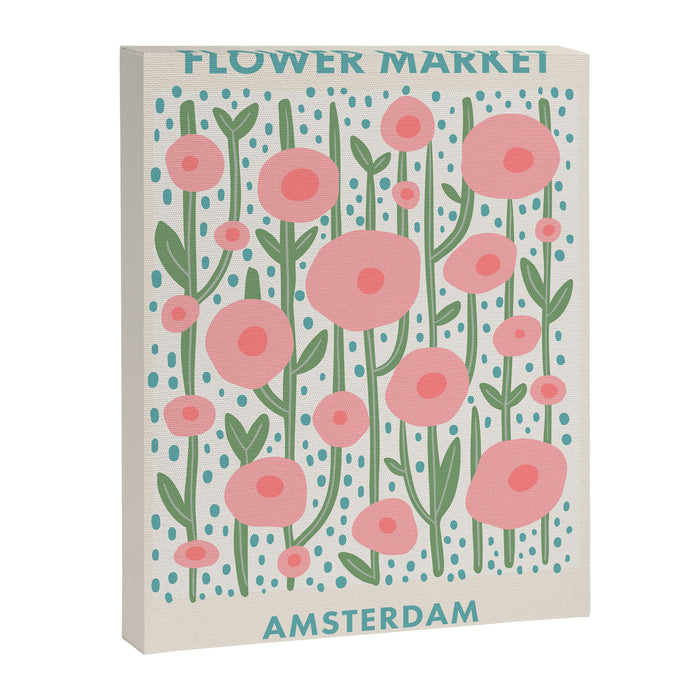 Flower Market Amsterdam Retro Scandi Spring Print Canvas Print Gallery Image 1