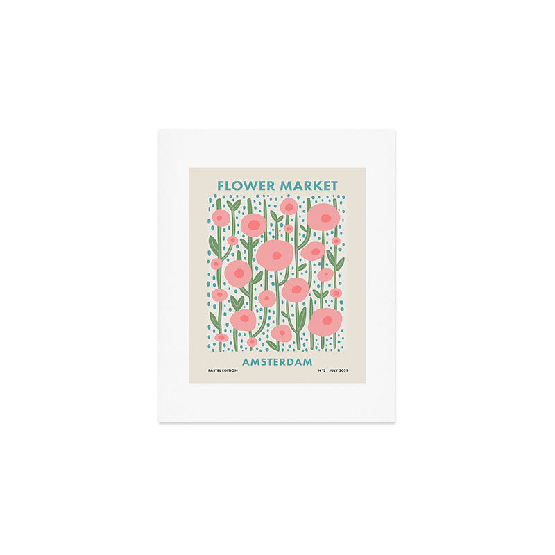 Flower Market Amsterdam Retro Scandi Spring Print Art Print Gallery Image 1