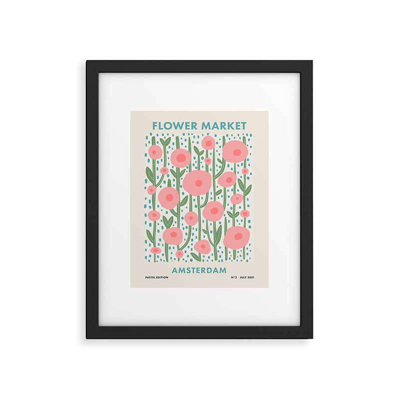 Flower Market Amsterdam Retro Scandi Spring Print Framed Art Print Gallery Image 4