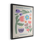 Flower Market Honolulu, Playful Retro Botanical Pastel Print Framed Canvas Print Gallery Image 2
