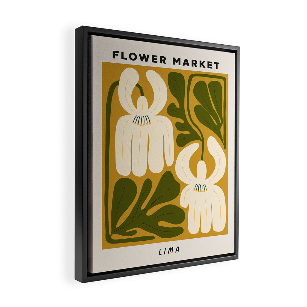 Flower Market Lima, Retro Eclectic Floral Print Framed Canvas Print Gallery Image 2