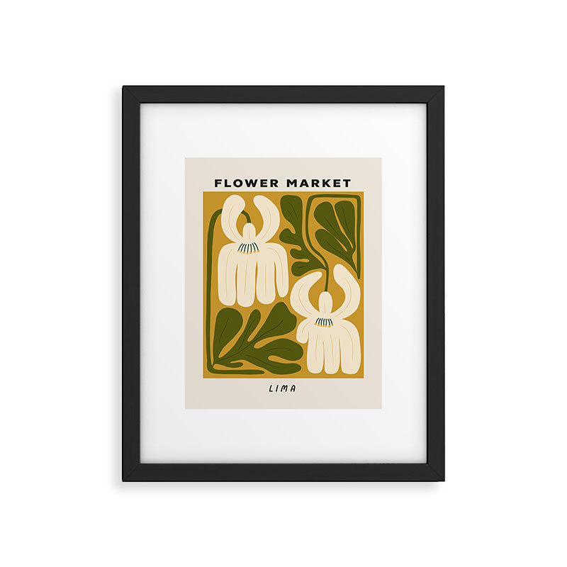 Flower Market Lima, Retro Eclectic Floral Print Framed Art Print Gallery Image 4