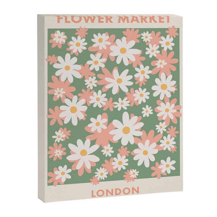 Flower Market London, Pastel Daisies Retro Print Canvas Print Gallery Image 1