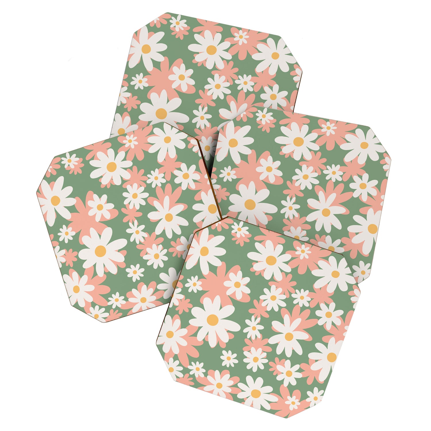 Flower Market London, Pastel Daisies Retro Print Coaster Gallery Image 1