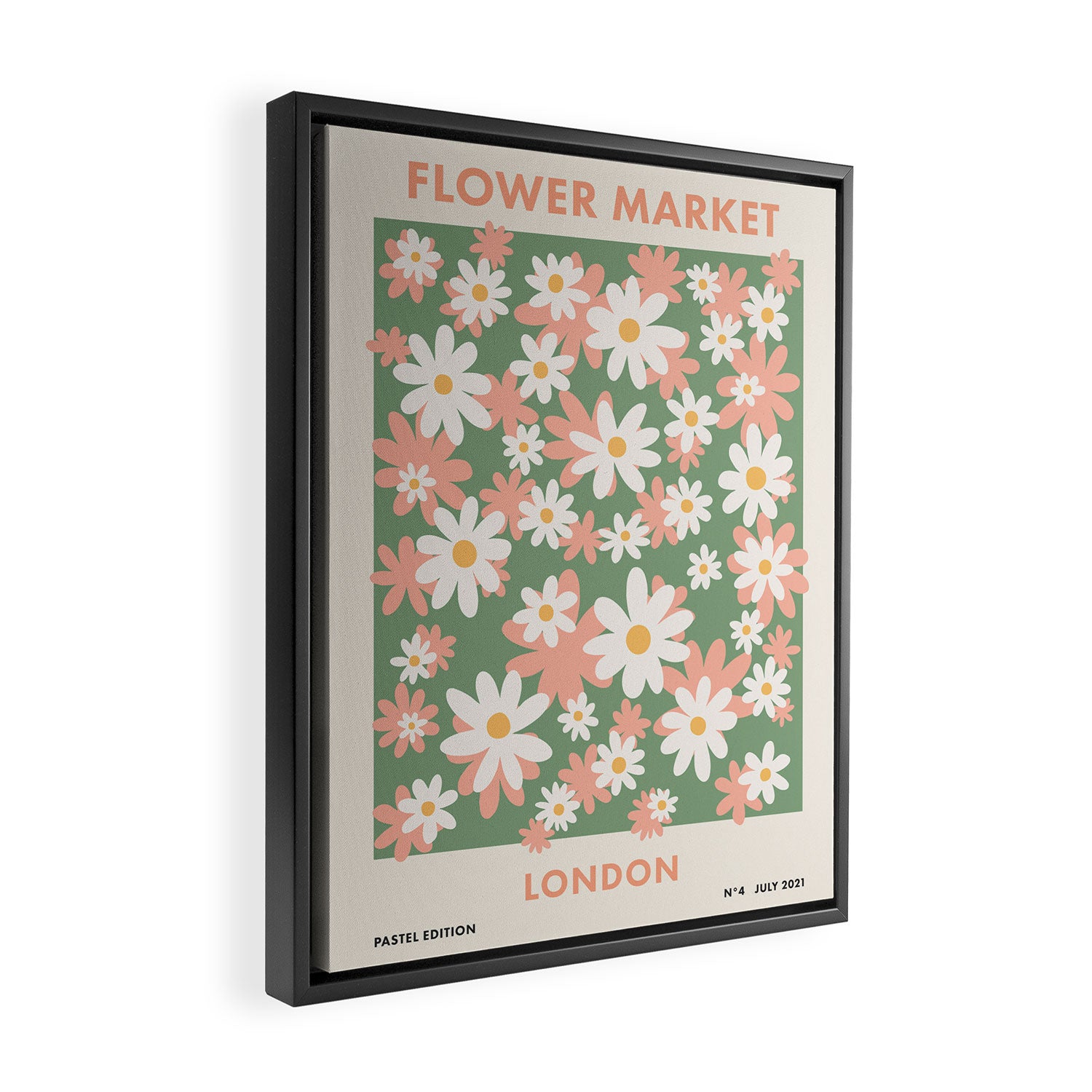 Flower Market London, Pastel Daisies Retro Print Framed Canvas Print Gallery Image 2