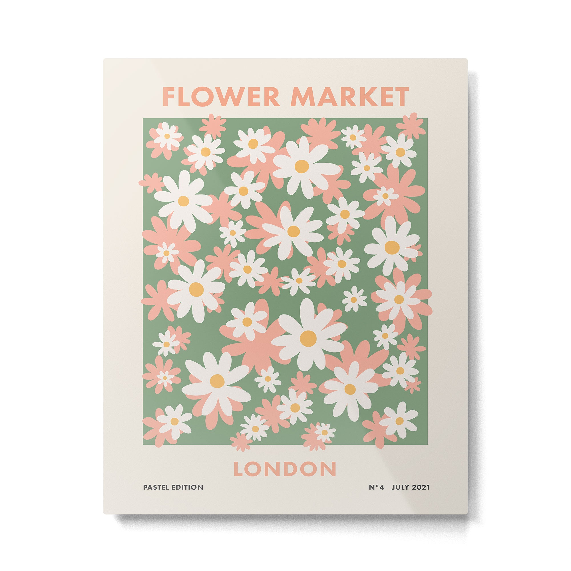Flower Market London, Pastel Daisies Retro Print Metal Print Gallery Image 4