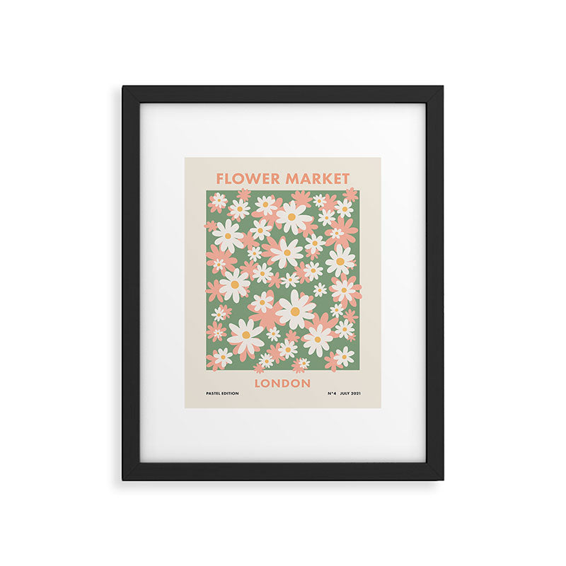 Flower Market London, Pastel Daisies Retro Print Framed Art Print Gallery Image 5