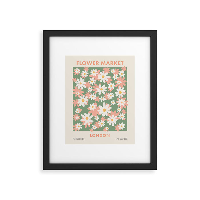 Flower Market London, Pastel Daisies Retro Print Framed Art Print Gallery Image 1