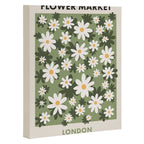 Flower Market London, Retro Daisies  Print, Green Ditsy Pattern Canvas Print Gallery Image 3