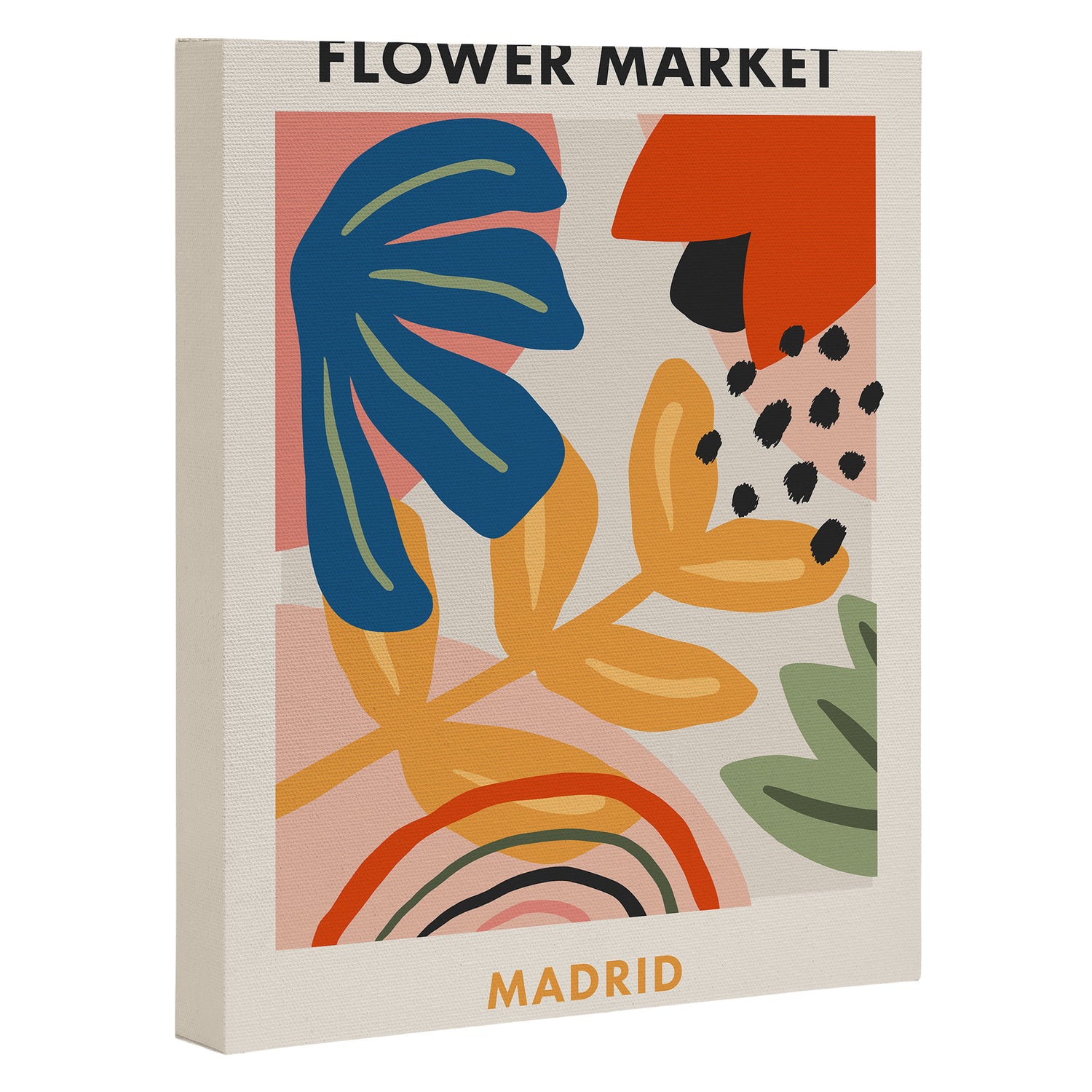 Flower Market Madrid, Abstract Retro Floral Print Canvas Print Gallery Image 3
