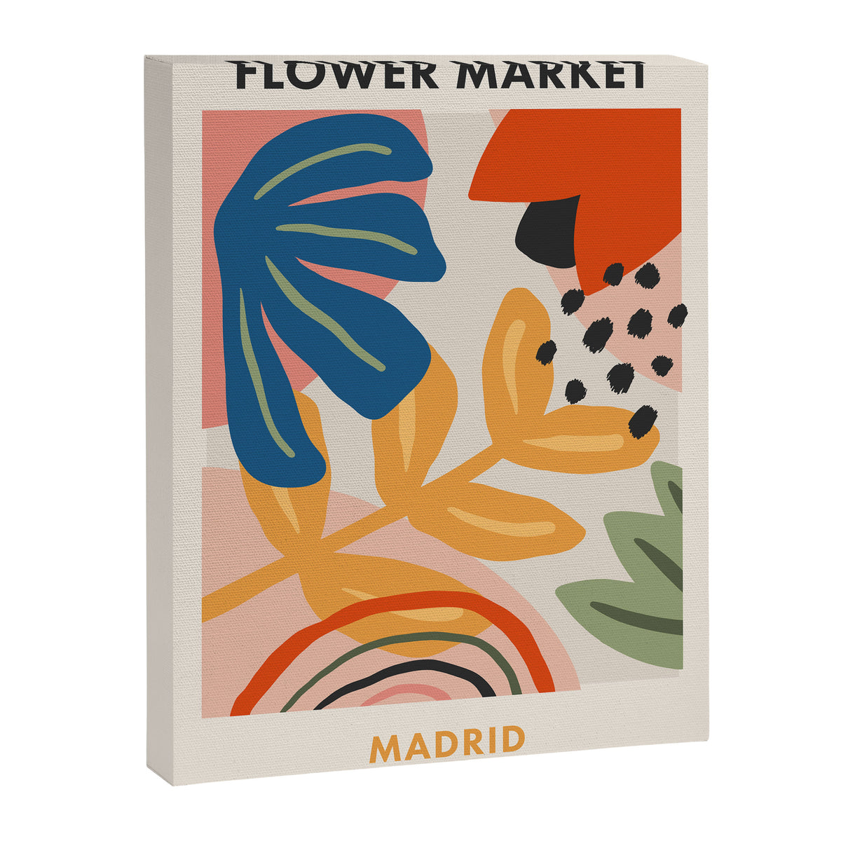 Flower Market Madrid, Abstract Retro Floral Print Canvas Print Gallery Image 6