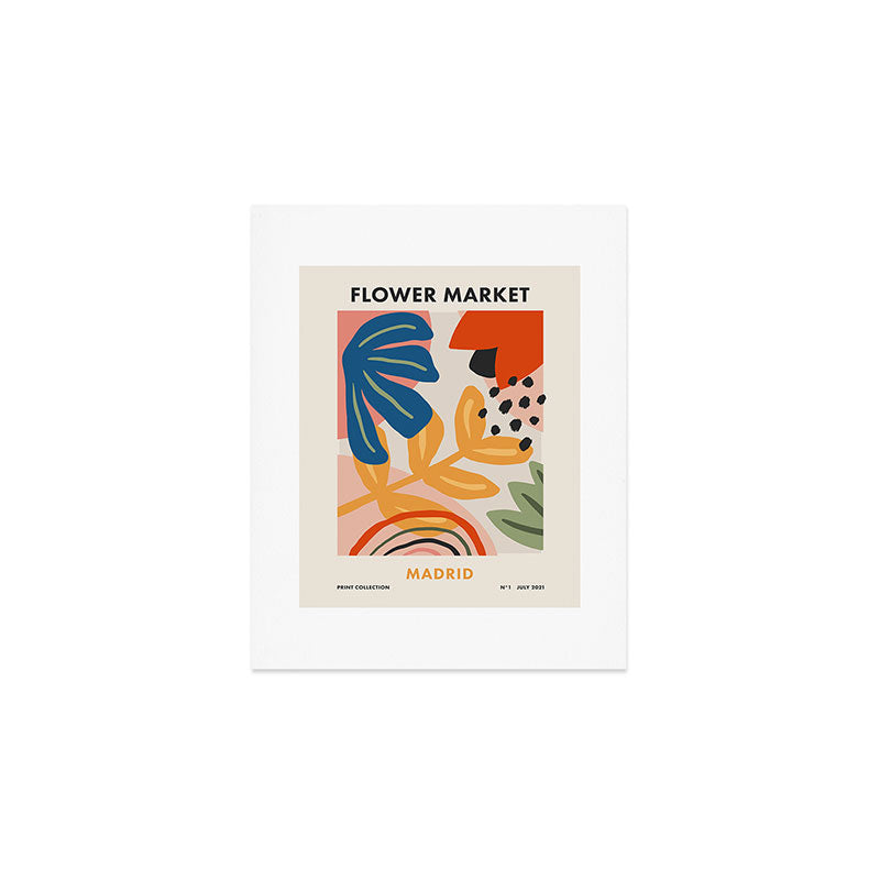 Flower Market Madrid, Abstract Retro Floral Print Art Print Gallery Image 1
